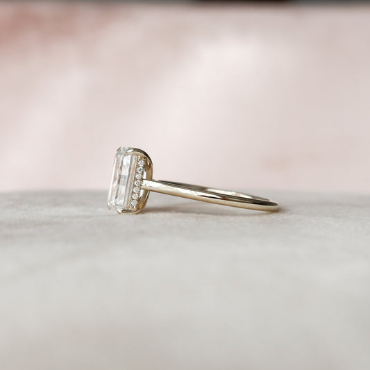 4 CT Emerald Hidden Halo Moissanite Engagement Ring