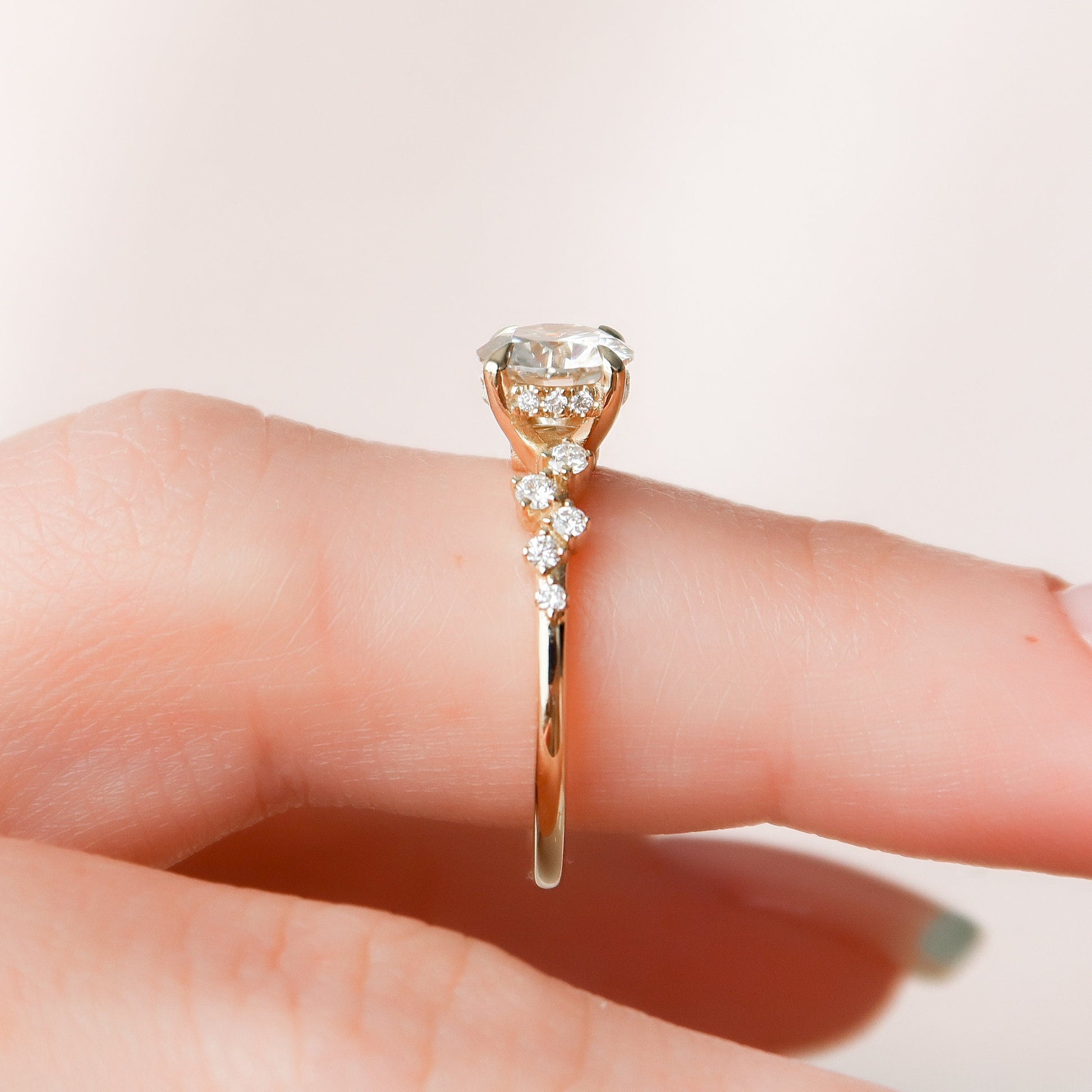1 CT Round Hidden Halo & Pave Moissanite Engagement Ring