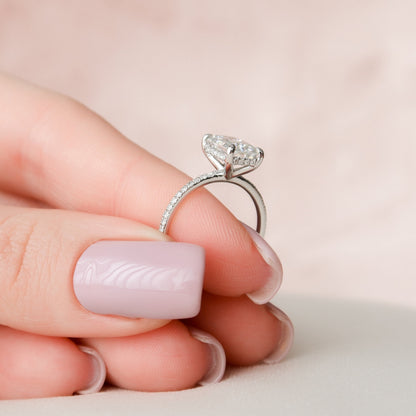 2 CT Radiant Hidden Halo & Pave Moissanite Engagement Ring