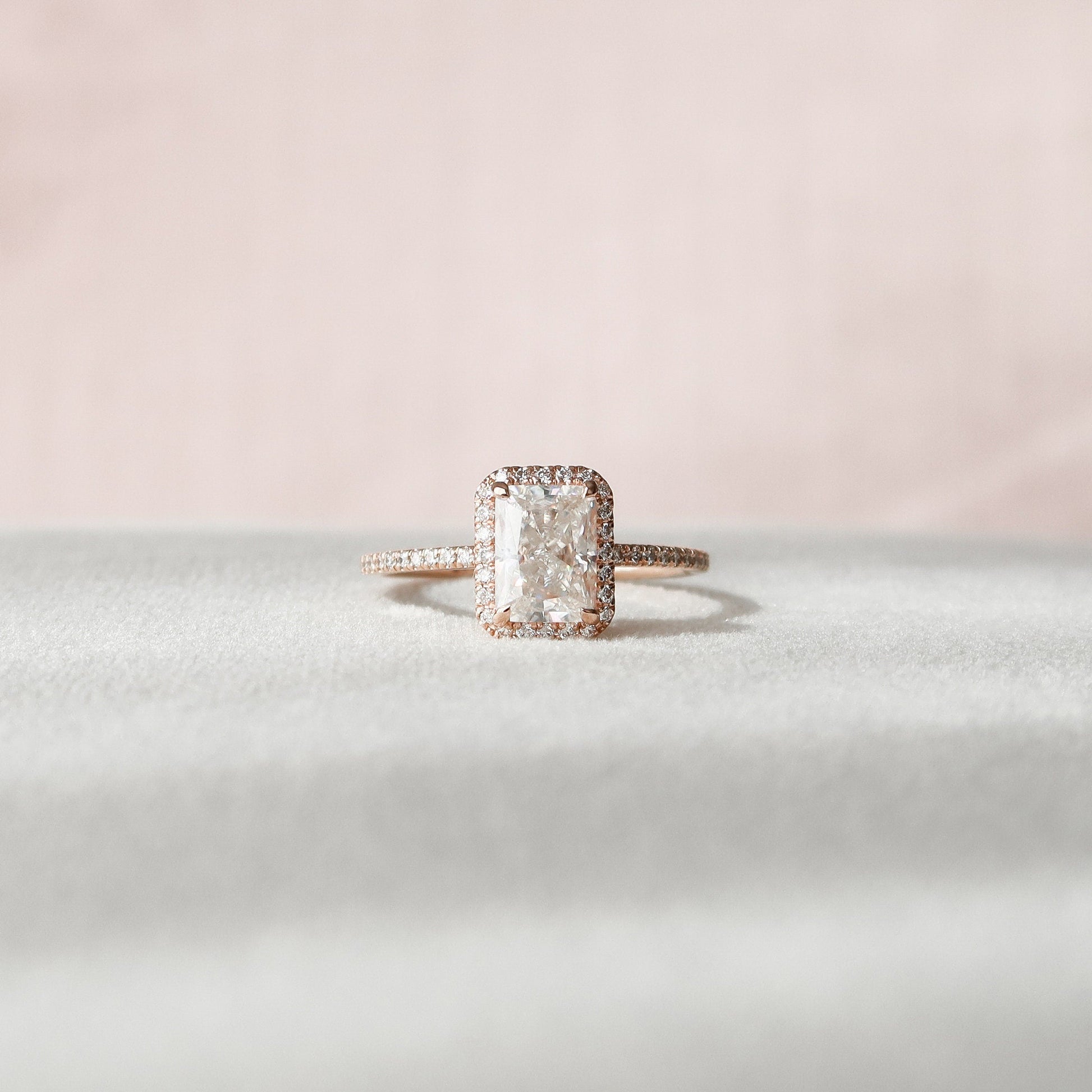 2 CT Radiant Halo & Pave Moissanite Engagement Ring