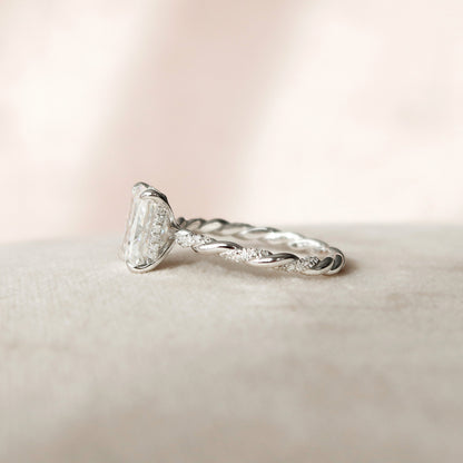 3.5 CT Radiant Hidden Halo & Twisted Pave Moissanite Engagement Ring