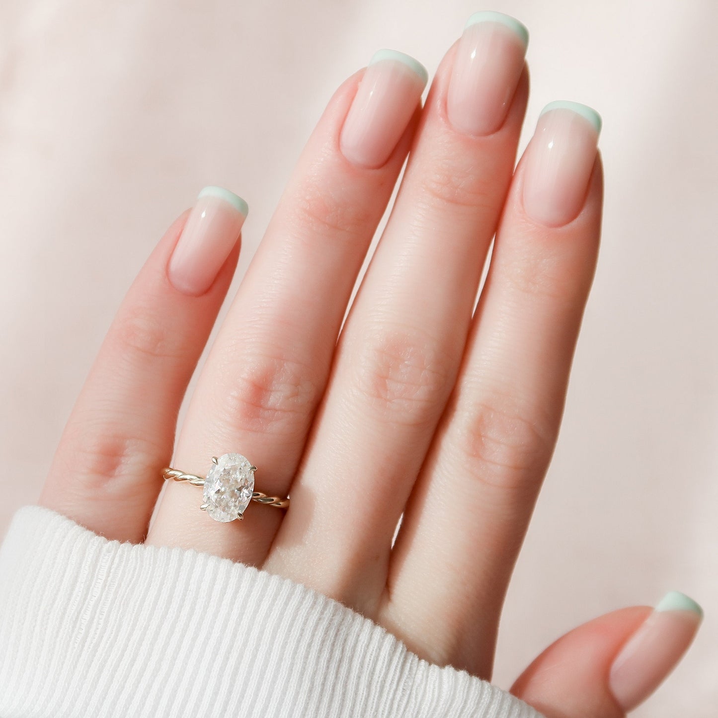 2 CT Oval Hidden Halo Moissanite Engagement Ring