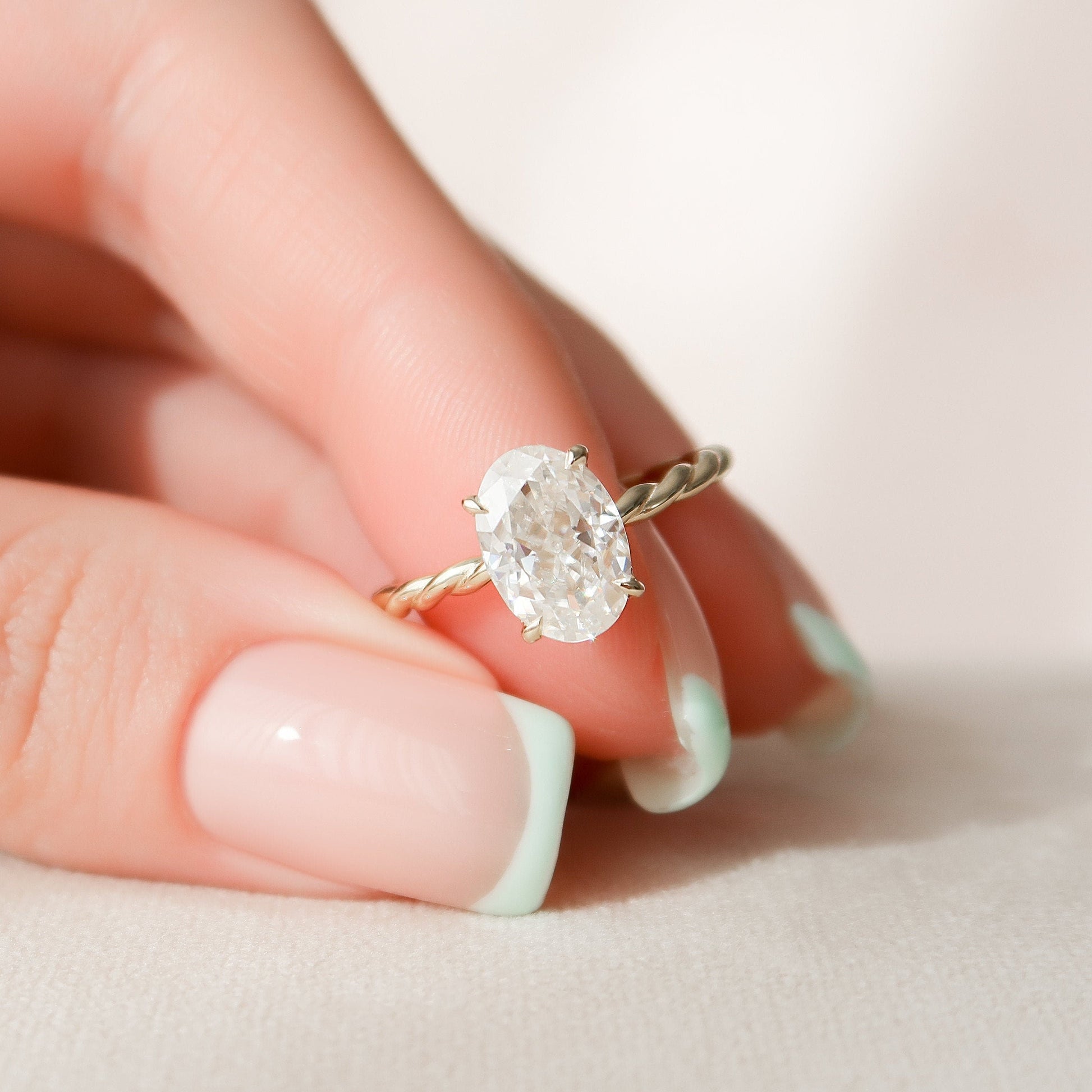 2 CT Oval Hidden Halo Moissanite Engagement Ring
