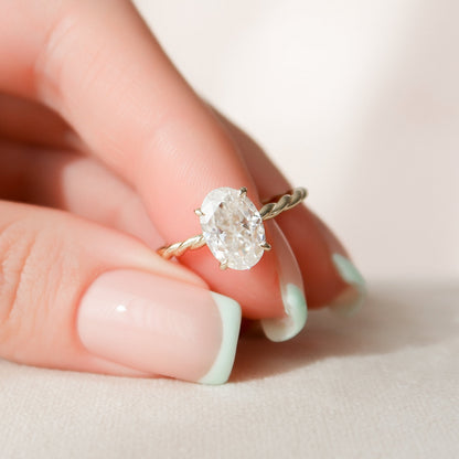 2 CT Oval Hidden Halo Moissanite Engagement Ring