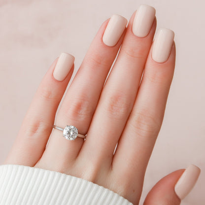 1.5 CT Round Hidden Halo & Pave Moissanite Engagement Ring