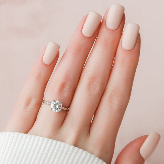 1.5 CT Round Hidden Halo & Pave Moissanite Engagement Ring