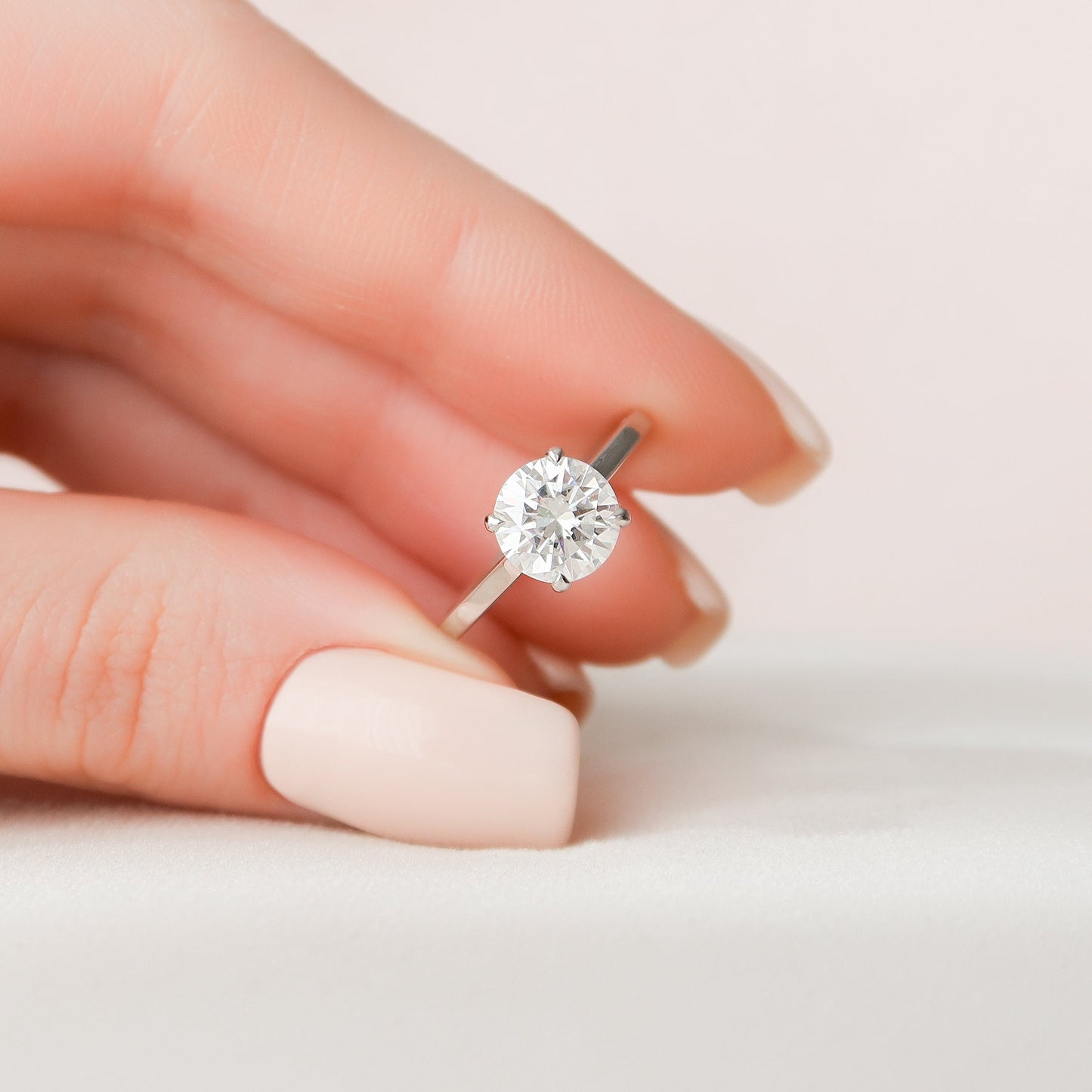 1.5 CT Round Hidden Halo & Pave Moissanite Engagement Ring