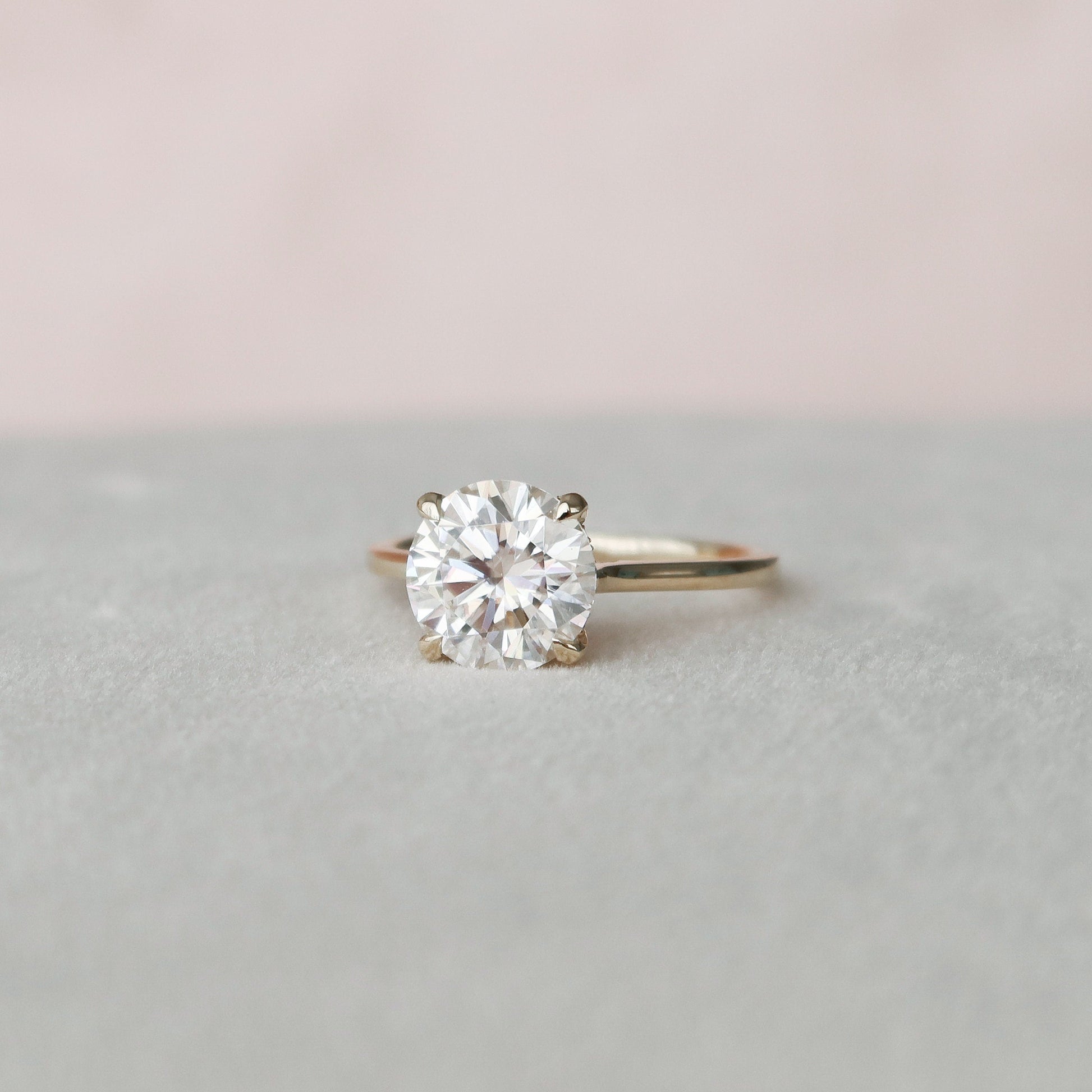 3 CT Round Hidden Halo & Pave Moissanite Engagement Ring