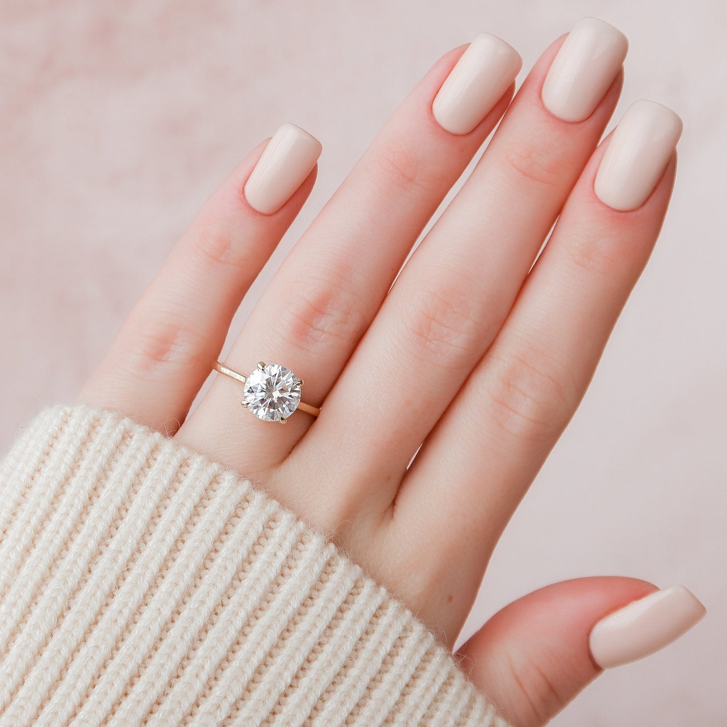 3 CT Round Hidden Halo & Pave Moissanite Engagement Ring