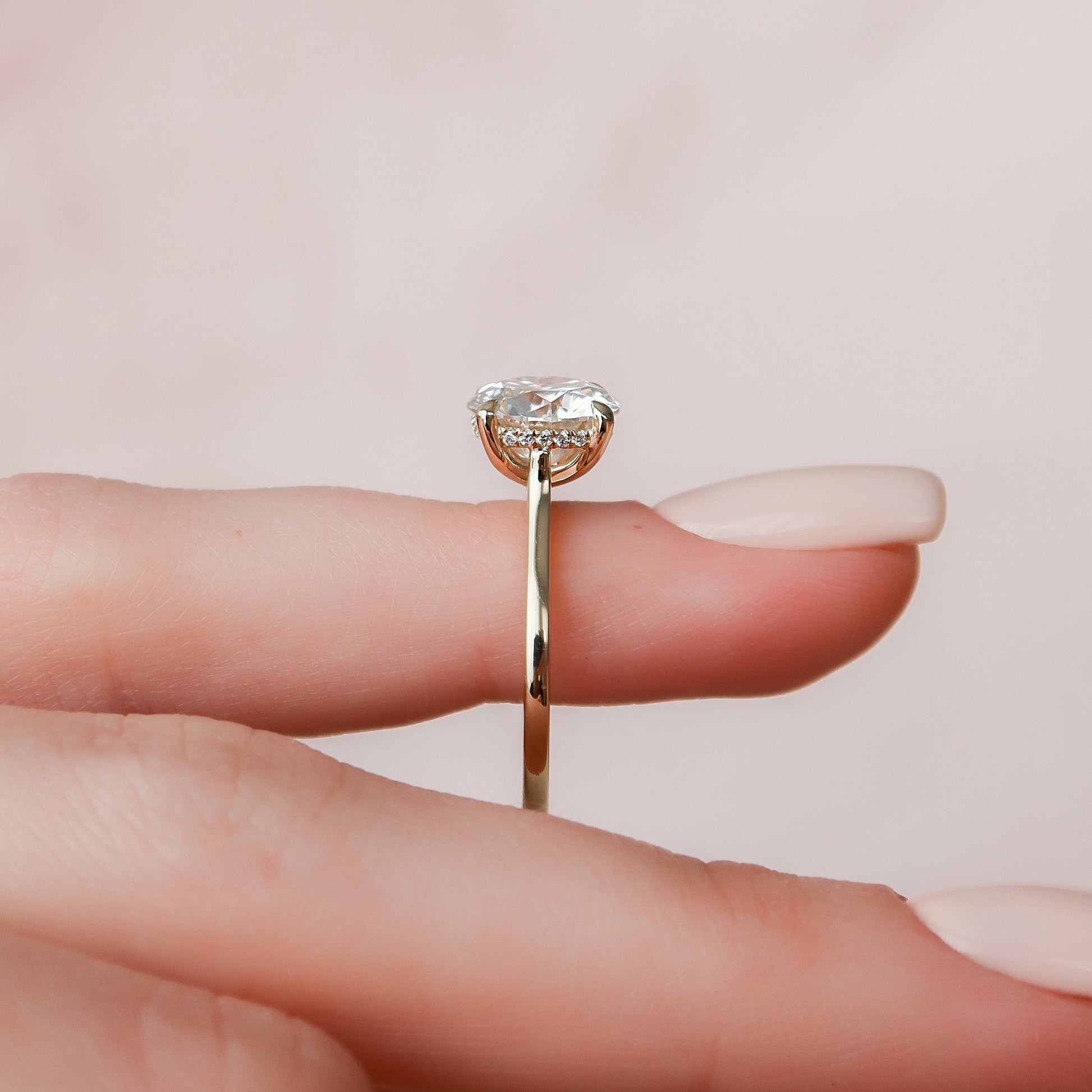 3 CT Round Hidden Halo & Pave Moissanite Engagement Ring