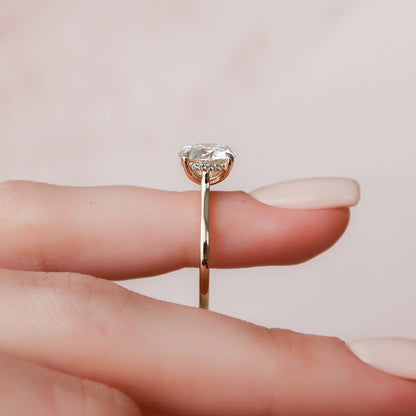 3 CT Round Hidden Halo & Pave Moissanite Engagement Ring