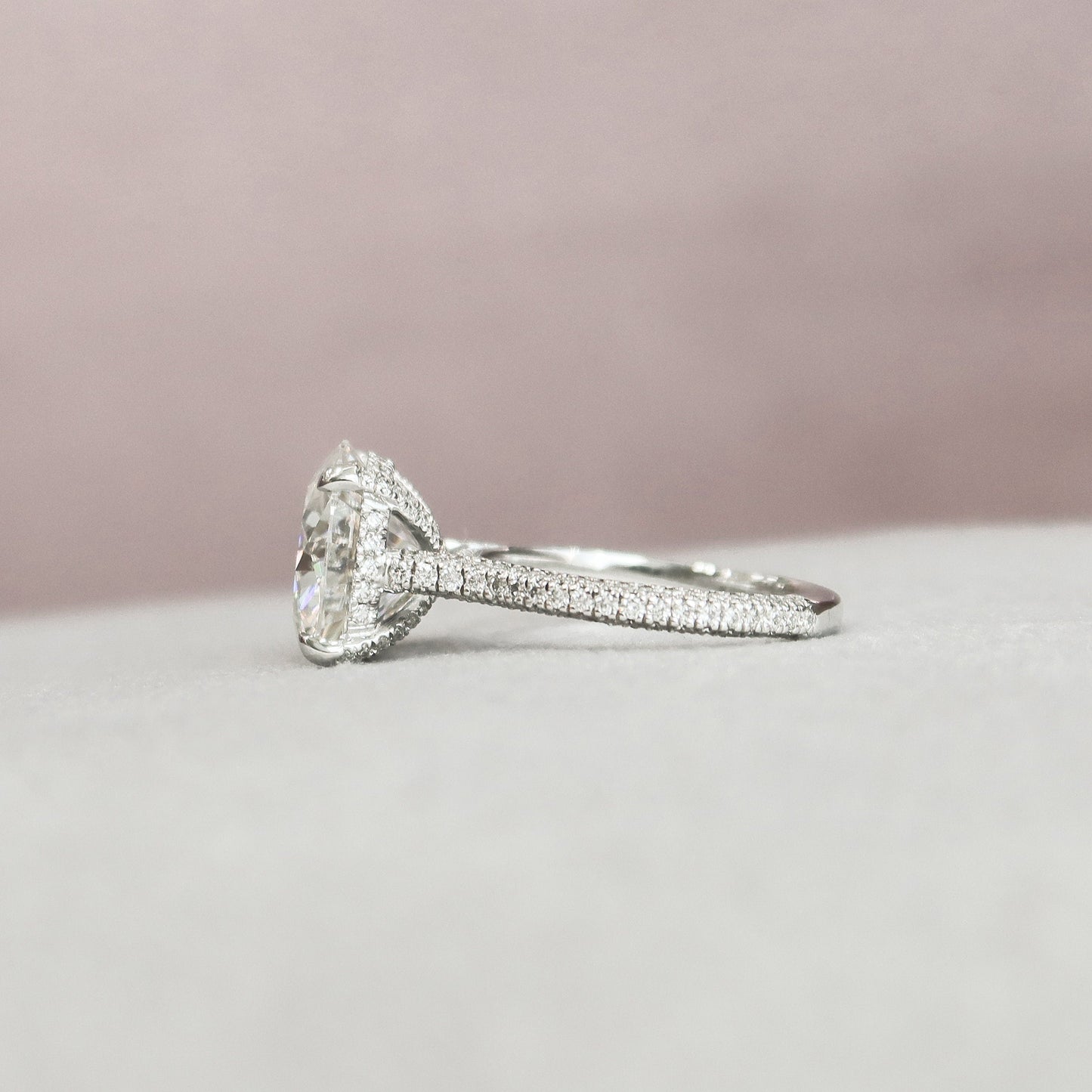 5 CT Round Hidden Halo & Pave Moissanite Engagement Ring