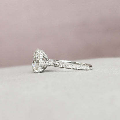 5 CT Round Hidden Halo & Pave Moissanite Engagement Ring