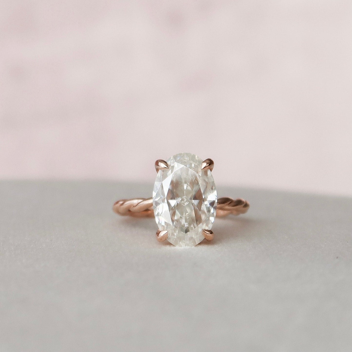 3.5 CT Oval Hidden Halo Moissanite Engagement Ring