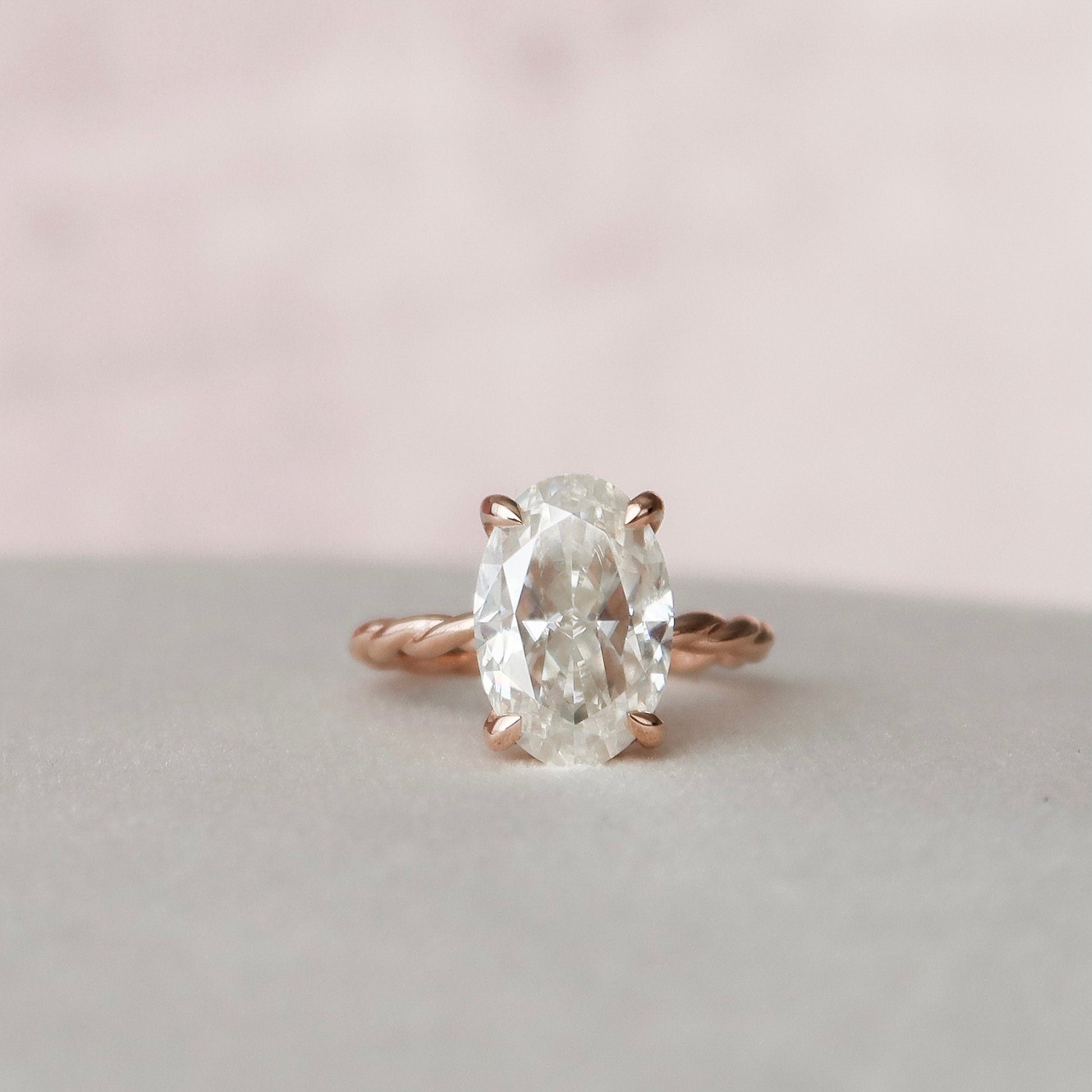 3.5 CT Oval Hidden Halo Moissanite Engagement Ring