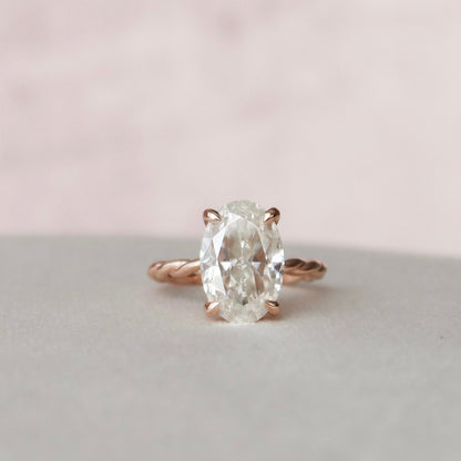 3.5 CT Oval Hidden Halo Moissanite Engagement Ring