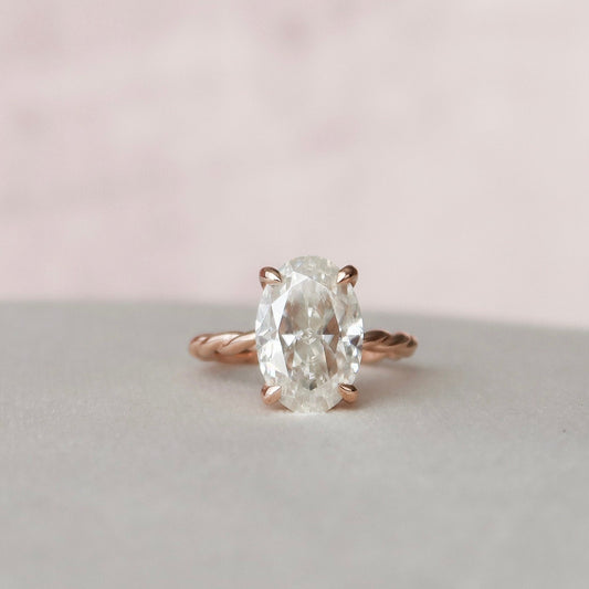 3.5 CT Oval Hidden Halo Moissanite Engagement Ring