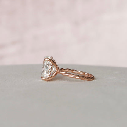 3.5 CT Oval Hidden Halo Moissanite Engagement Ring