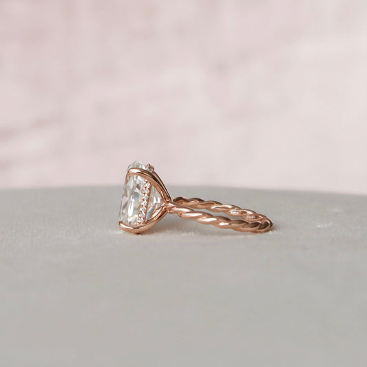 3.5 CT Oval Hidden Halo Moissanite Engagement Ring