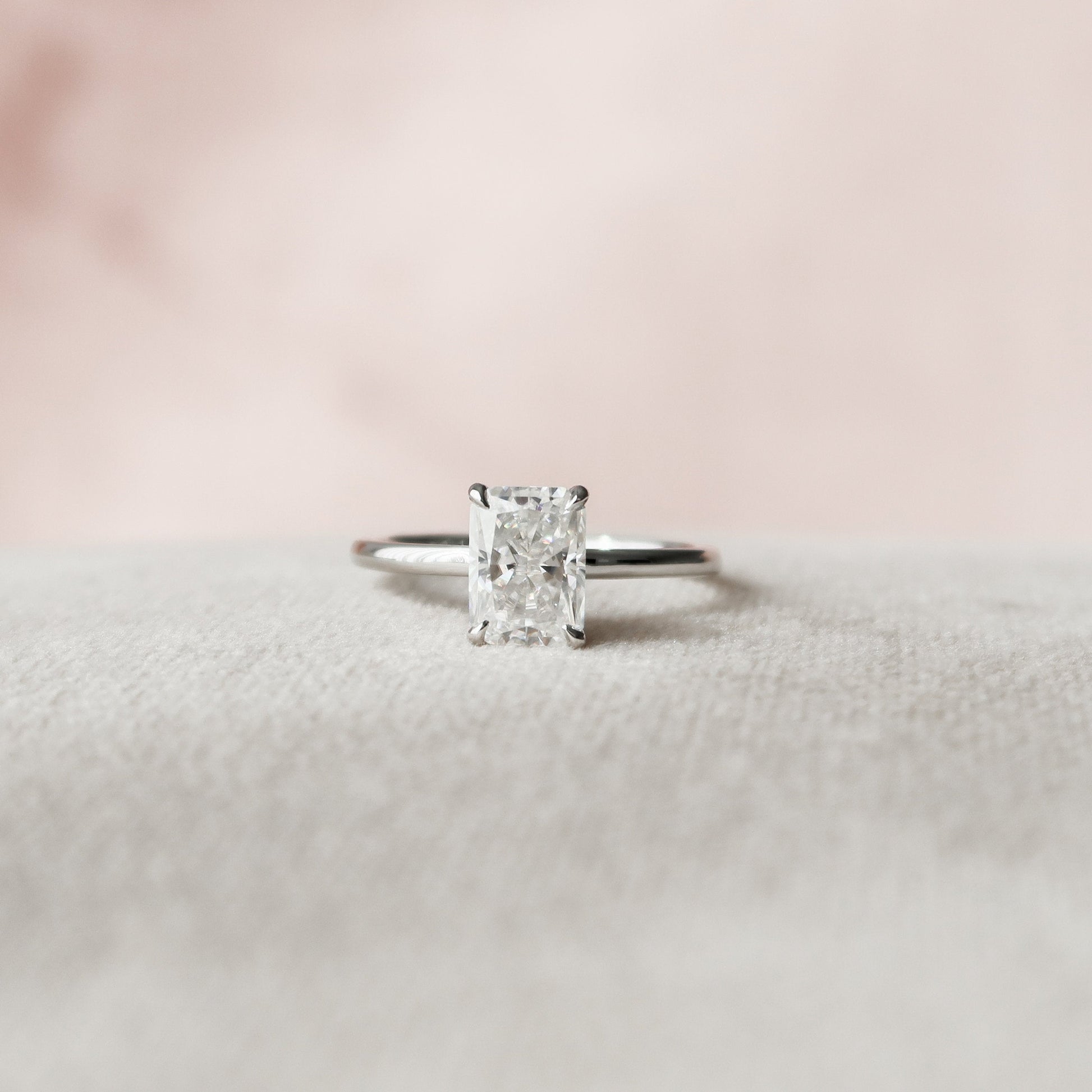 1.5 Radiant Hidden Halo Moissanite Engagement Ring