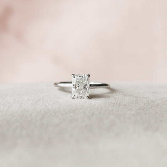 1.5 Radiant Hidden Halo Moissanite Engagement Ring