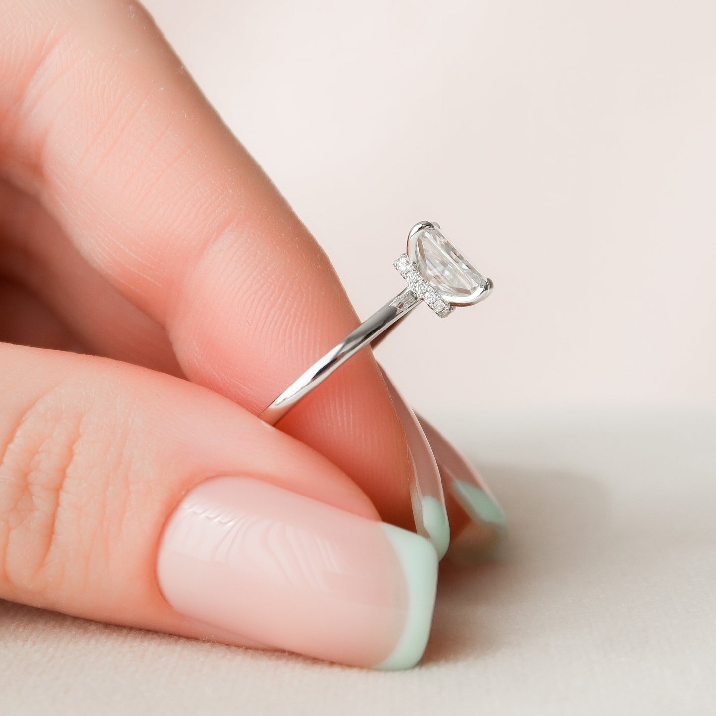1.5 Radiant Hidden Halo Moissanite Engagement Ring