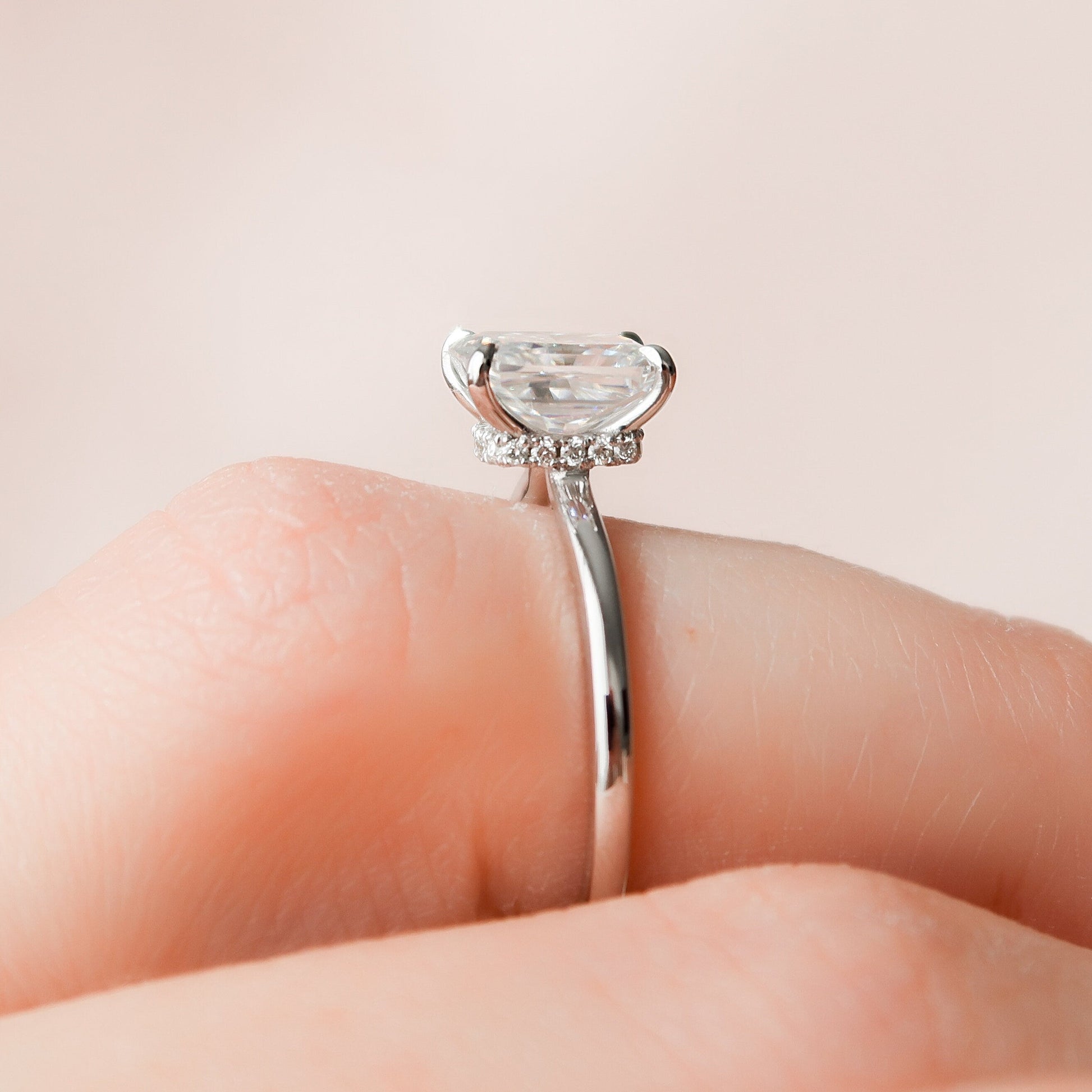 1.5 Radiant Hidden Halo Moissanite Engagement Ring