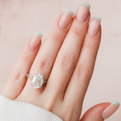 5 CT Oval Twig Pave Moissanite Engagement Ring