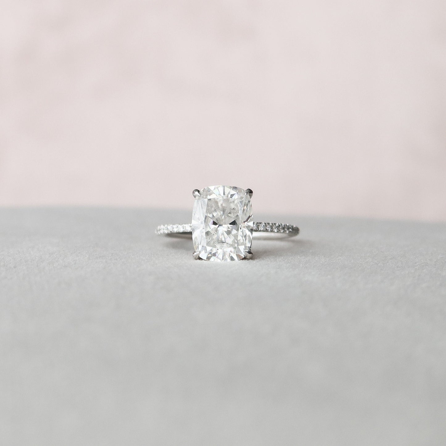4 CT Elongated Cushion Hidden Halo & Pave Moissanite Engagement Ring