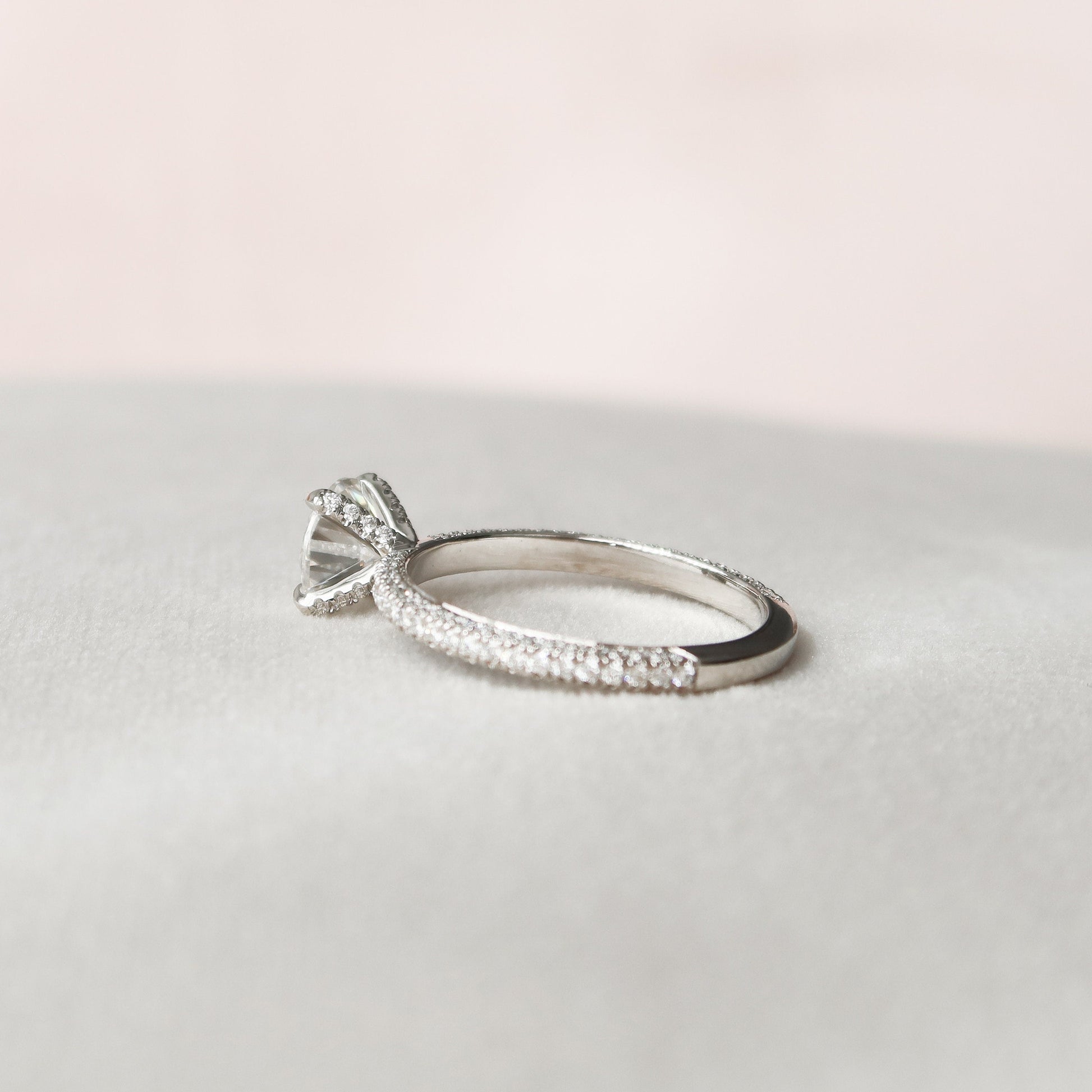 1.5 CT Round Pave Moissanite Engagement Ring