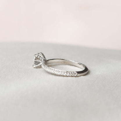 1.5 CT Round Pave Moissanite Engagement Ring