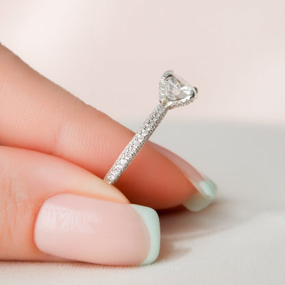 1.5 CT Round Pave Moissanite Engagement Ring