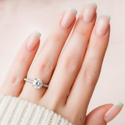 1.5 CT Round Pave Moissanite Engagement Ring