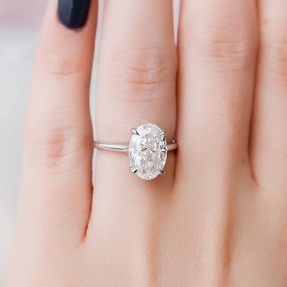 3.5 CT Oval Hidden Halo & Pave Moissanite Engagement Ring