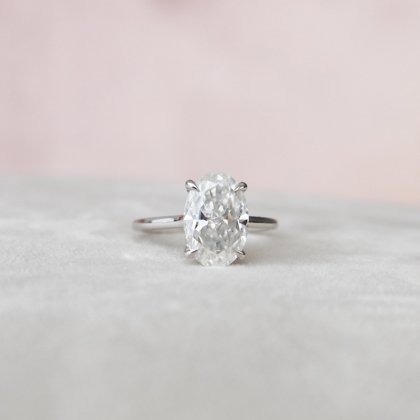 3.5 CT Oval Hidden Halo & Pave Moissanite Engagement Ring
