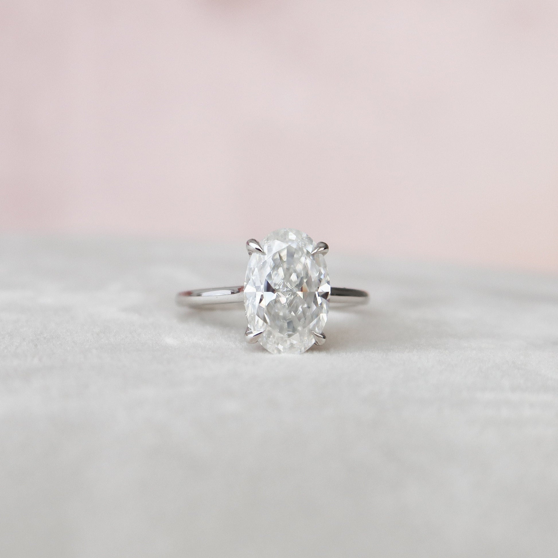 3.5 CT Oval Hidden Halo & Pave Moissanite Engagement Ring