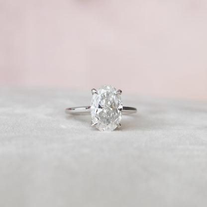 3.5 CT Oval Hidden Halo & Pave Moissanite Engagement Ring