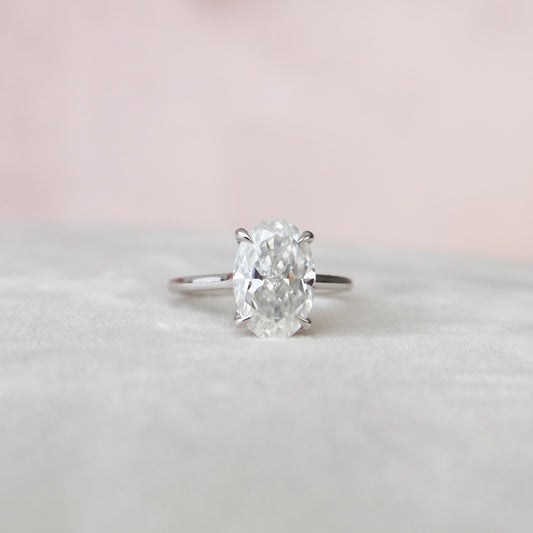 3.5 CT Oval Hidden Halo & Pave Moissanite Engagement Ring
