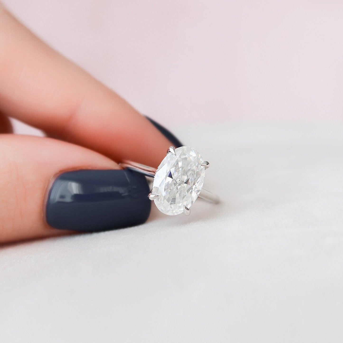 3.5 CT Oval Hidden Halo & Pave Moissanite Engagement Ring