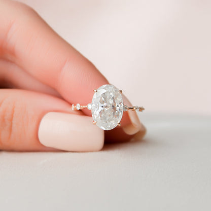 4.5 CT Oval Dainty Pave Moissanite Engagement Ring