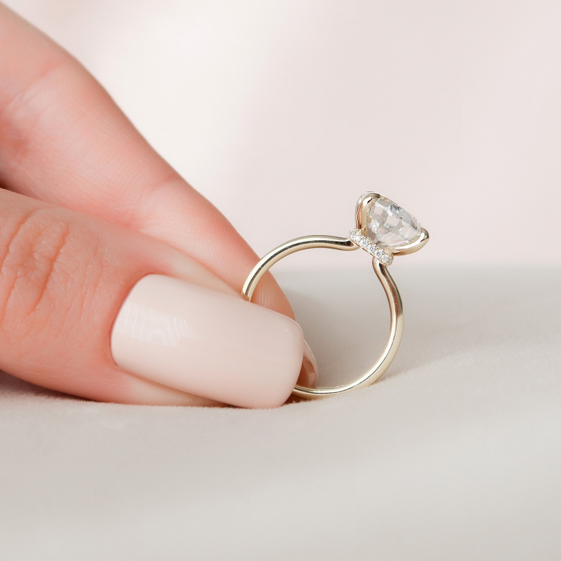 4 CT Oval Hidden Halo Moissanite Engagement Ring