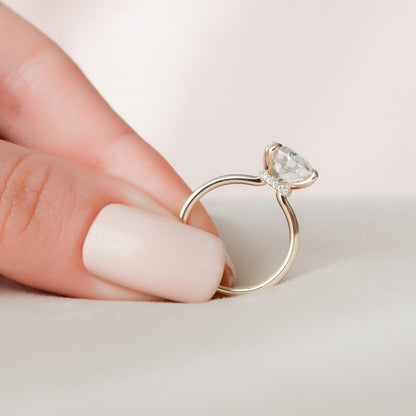 4 CT Oval Hidden Halo Moissanite Engagement Ring