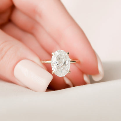 4 CT Oval Hidden Halo Moissanite Engagement Ring