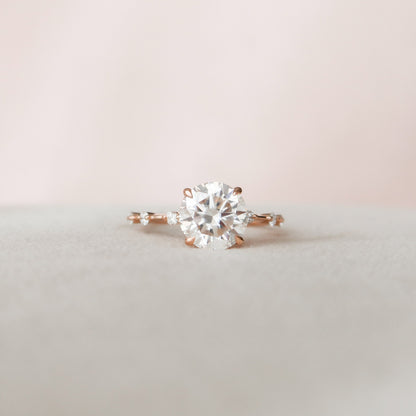 2.5 CT Round Dainty Pave Moissanite Engagement Ring