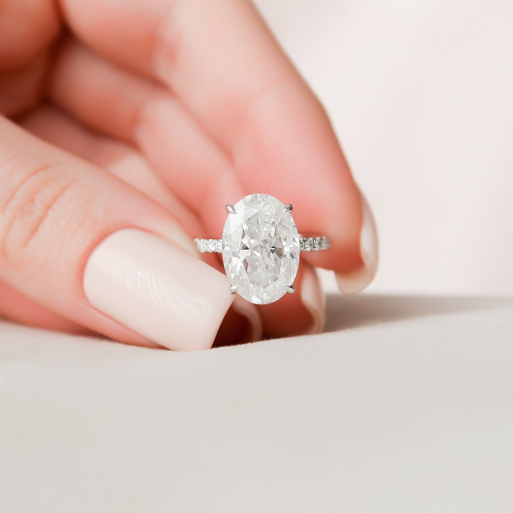5 CT Oval Hidden Halo & Pave Moissanite Engagement Ring