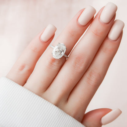 5 CT Oval Hidden Halo & Pave Moissanite Engagement Ring