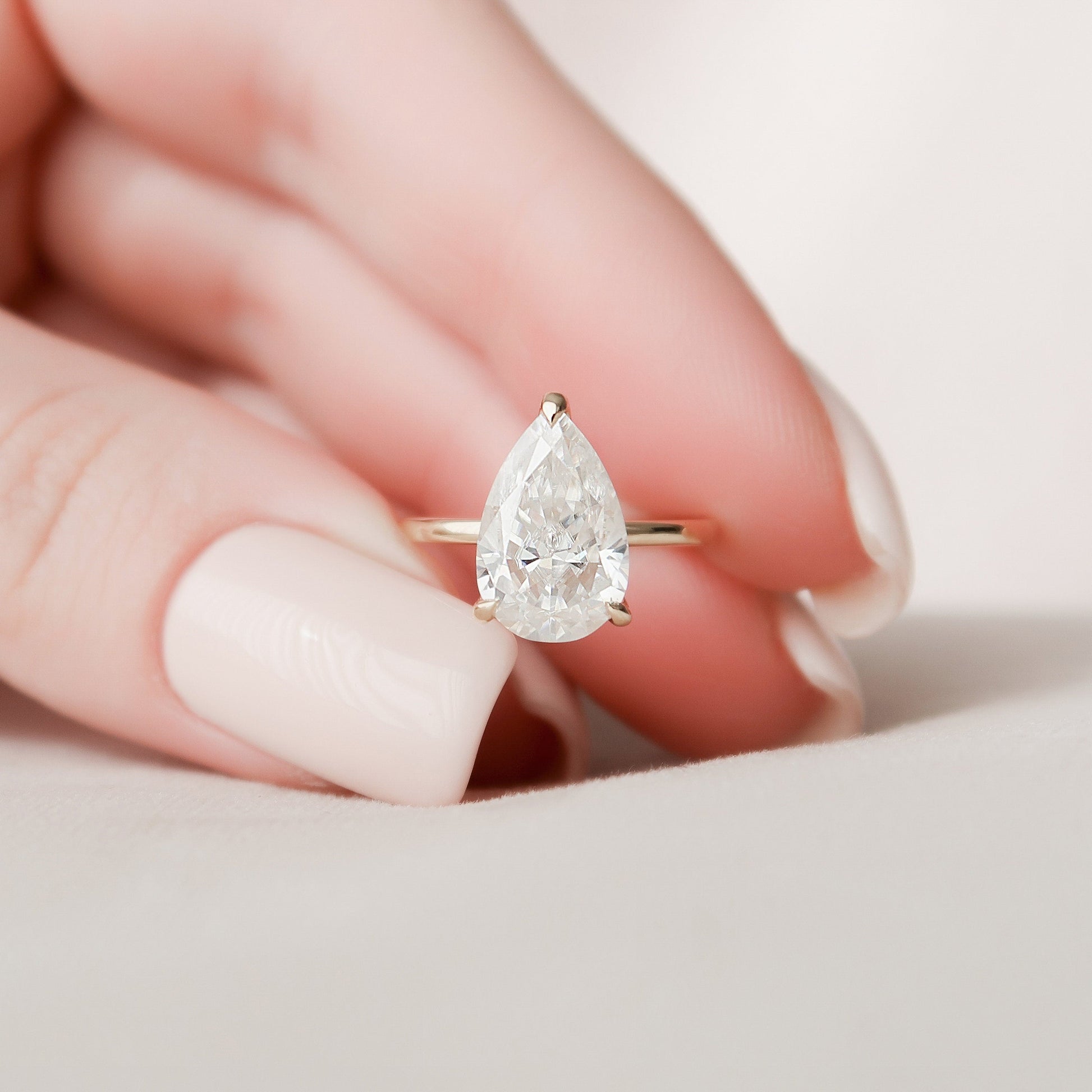 2.5 CT Pear Hidden Halo Moissanite Engagement Ring