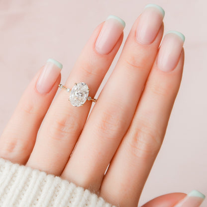 3 CT Oval Dainty Pave Moissanite Engagement Ring