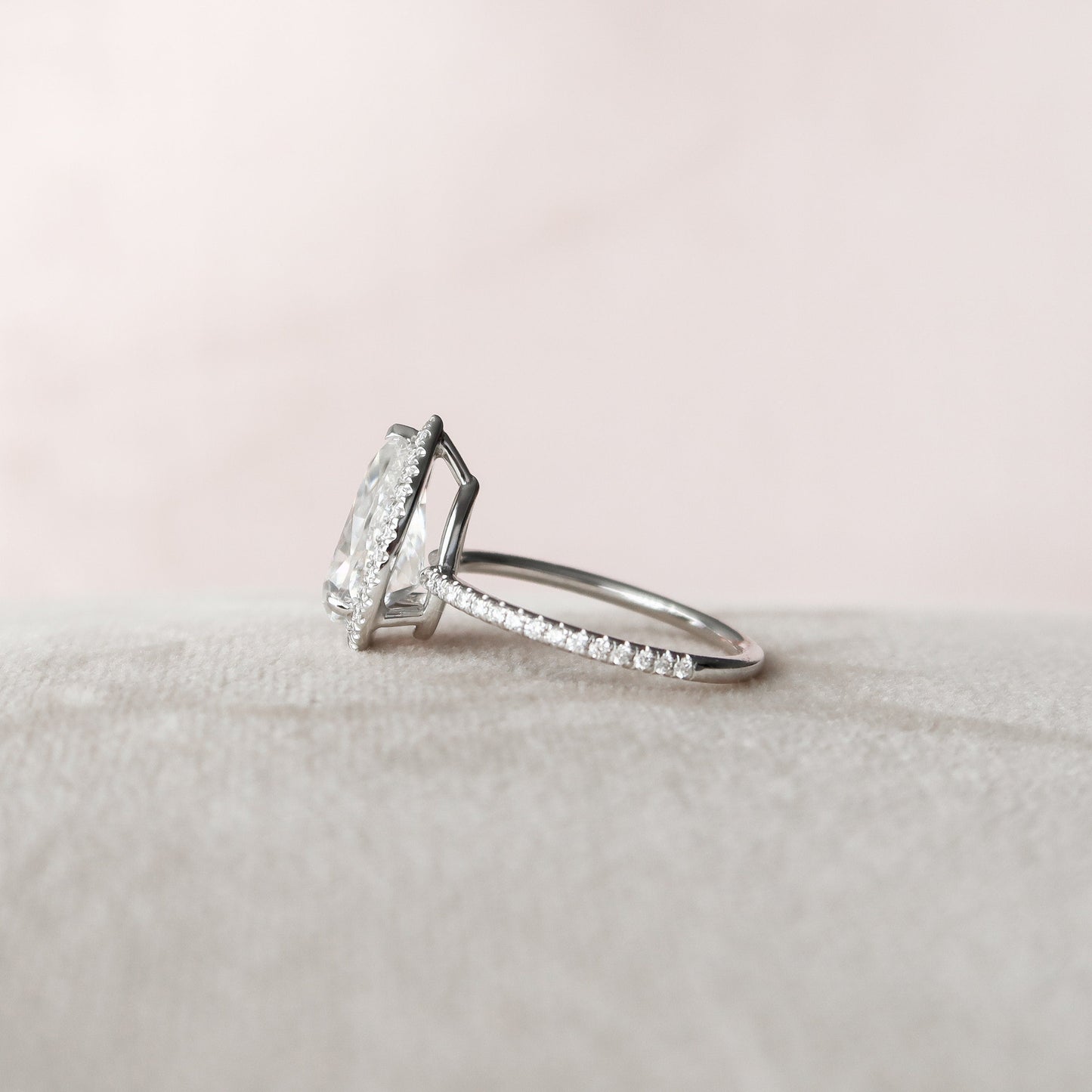 2.5 CT Pear Halo & Pave Moissanite Engagement Ring