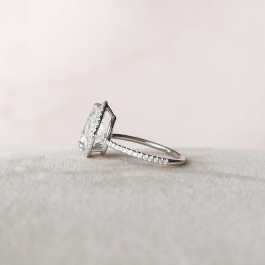 2.5 CT Pear Halo & Pave Moissanite Engagement Ring